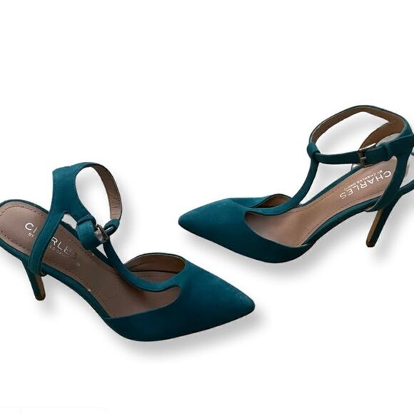 Charles David Aqua Suede Heels - Picture 3 of 7